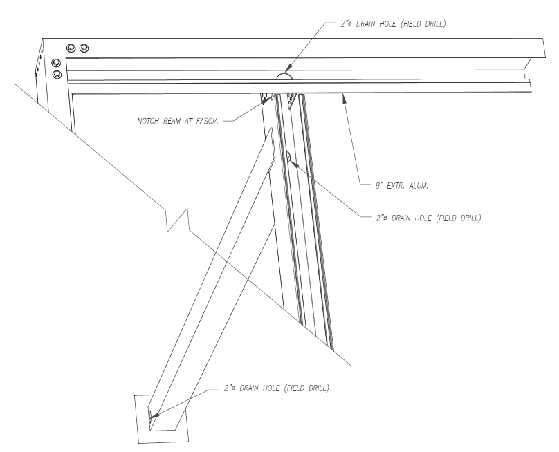 This drawing shows how a Mapes canopy drain system is installed. 